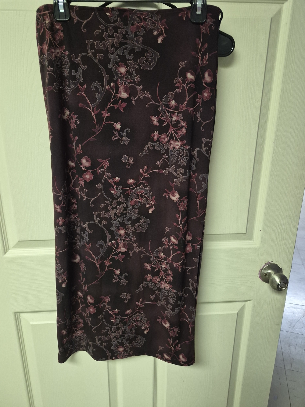 Floral Maxi Skirt in Burgundy with Pink Accents